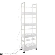 Hydroponic System Growing Tower with Lights Vertical Planter Kit 56 Pods 4 Tiers