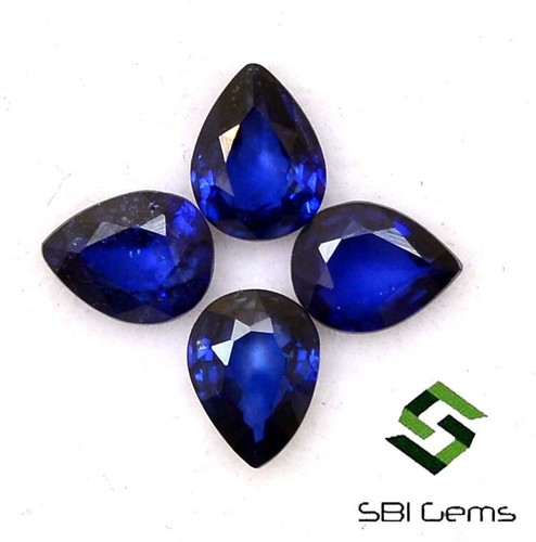 1.10 CTS Natural Blue Sapphire Pear Cut 4.50x3.50 mm Lot 04 Pcs Calibrated Gems - Picture 3 of 5