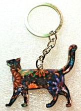 Cat Kitten Walking Multicolor Keychain Enamel Alloy Jewelry