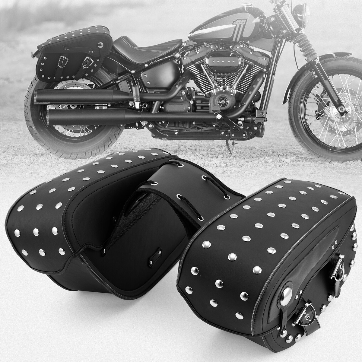 Black Side Saddle Bags Luggage For Kawasaki Vulcan VN 500 800 900