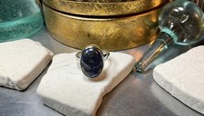 Genuine 925 Sterling Silver Lapis Lazuli Gemstone Ring Size 8.5