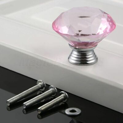 Pink 40mm Crystal Diamond Glass Knobs Door Handles Pulls Cabinet Closet Knob  New | eBay