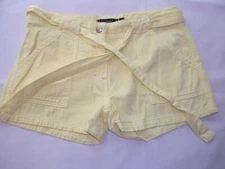 Sanctuary Clothing Shorts Yellow w/ Pink Accents & Tie Belt Women XS (31" Waist)