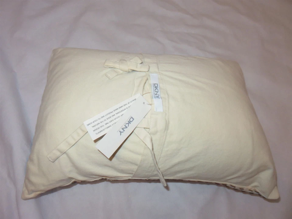 DKNY CITY CHARM Tweed Dreams Cream Metallic Floral Deco Pillow NWT - Image 4 of 4