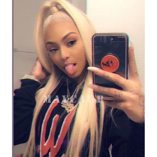 24 Zoll hitzebeständige Spitze Perücke vorne Kunsthaar lang seidig gerade #613 blond - Bild 2 von 6