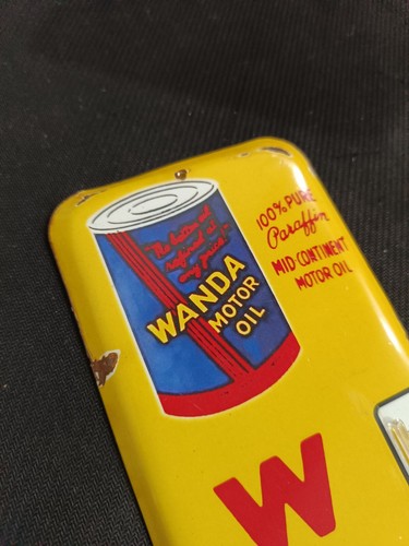 Vintage ANTIQUE WANDA THERMOMETER METAL GAS OIL CAN STATION ART SIGN ADVERTISING - Picture 10 of 19