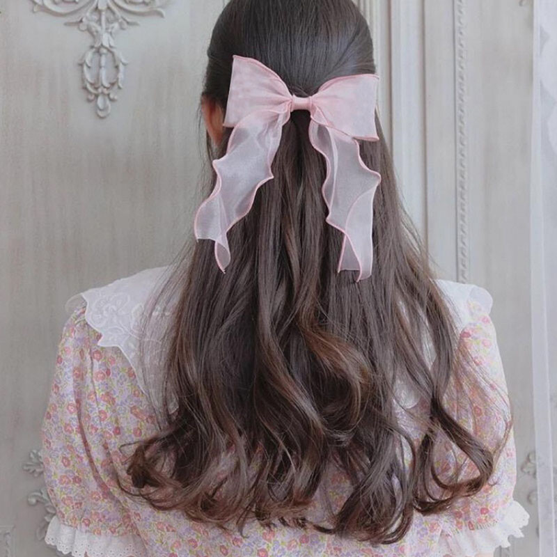 Sweet Mesh Fairy Bowknot Organza Ribbon Hair Ties Headband for Women