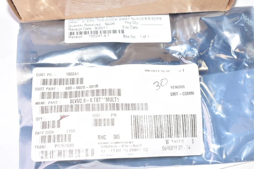 Lot of 30 NEW Semtech SLVU2.8-8.TBT ESD Suppressors / TVS Diodes TVS, 2.8V, LOW  - Image 2 of 4