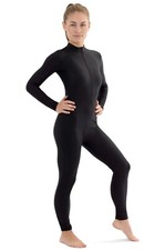Damen Ganzanzug Front-RV schwarz Voltigieranzug stretch elastisch shiny catsuit