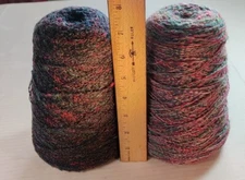 Huge Knitting Machine Yarn Wool Silk Poly Vtg Purple Blue  Green Nub Cone Spool