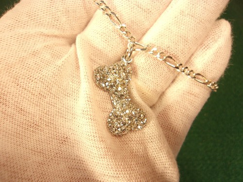 BEAUTIFUL LARGER STERLING SILVER RHINESTONE "DOGGIE" / DOG BONE CHARM & BRACELET - Picture 7 of 10