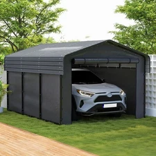 10x15ft Carport Outdoor Heavy Duty Car Shelter Garage Heavy Duty with Sidewall