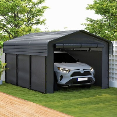 #ad 10x15ft Carport Outdoor Heavy Duty Car Shelter Garage Heavy Duty with Sidewall $759.99