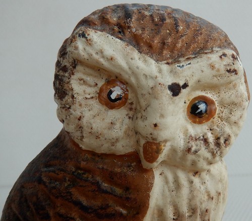 VINTAGE Owl Doorstop Cast Iron Hand Painted Bird Retro 10 cm Height - Picture 11 of 11