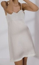  165 Else Women's Ivory Jasmine Striped Ruffle-Trim Slip Dress Size L
