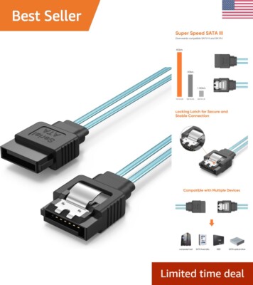 SATA III Cable: 8-inch 6.0 Gbps 7pin Female Straight to Straight Data Cable