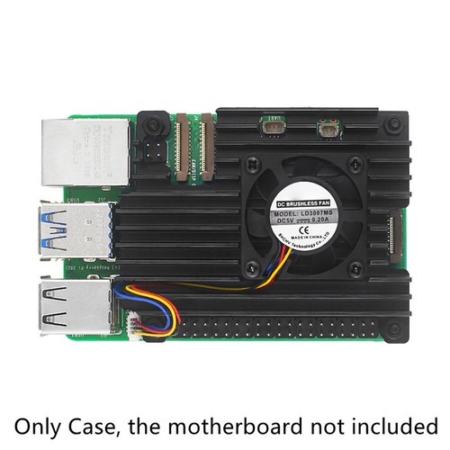 Black Alloy Protective Case for Raspberry Pi 5 Motherboards With Cooling Fan - Bild 5 von 11