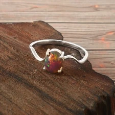 Natural Opal Ring, Jelly Opal, Opal Septum Ring, Promise Ring, Stacking   J-651