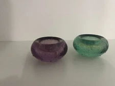 Glass Ashtrays Two Colors Green and Purple Heavy and Smallelegant for your space