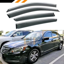 FOR 08-12 HONDA ACCORD 4DR CHROME TRIM CLIP ON WINDOW VISOR RAIN GUARD DEFLECTOR