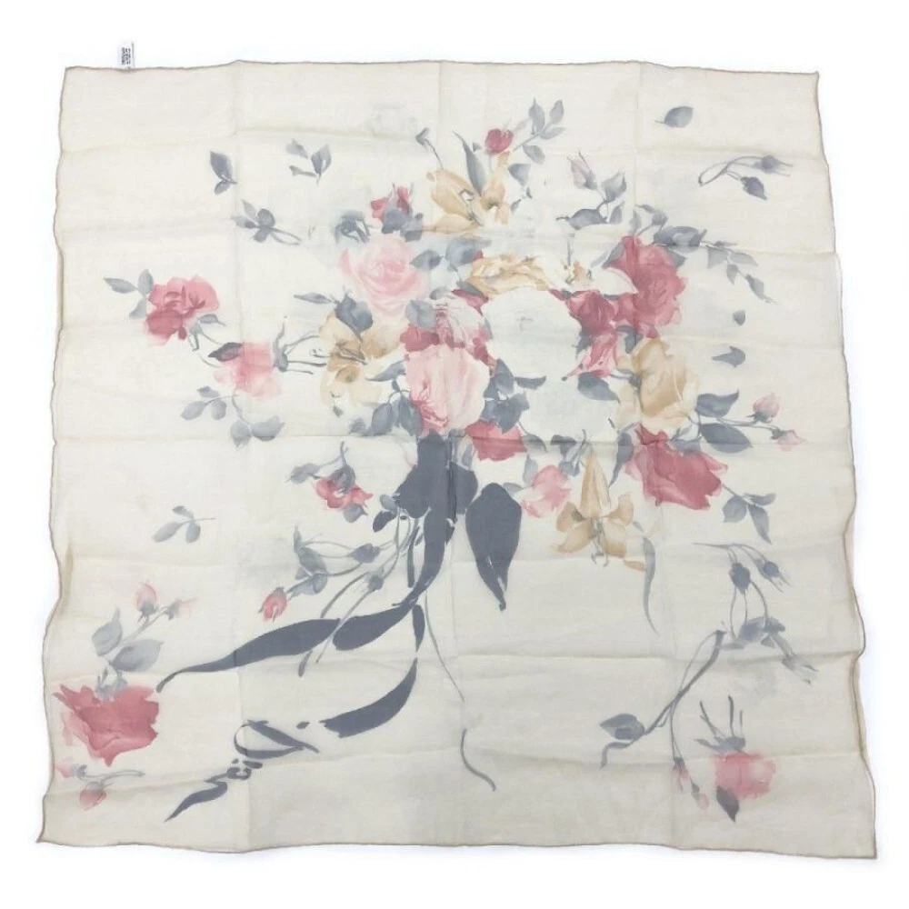 Christian Dior Foulard Carré 34x33 Pouces Floral Transparent Multicolore 04883a
