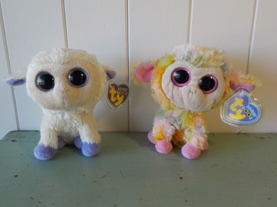 Set of 2, inch Beanie boo Lamb s TY Blossom, Clover solid eyes