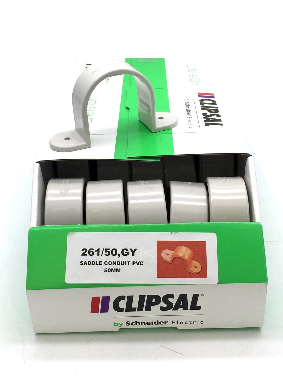 Clipsal 261/50 GY Saddle Full Rigid PVC Grey Conduit Fitting