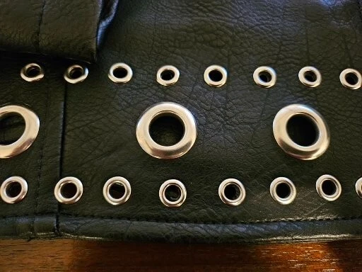 Chaqueta de Moto ROMEO JULIET Bordada Círculo Remache Negra Imitación Cuero Jrs Grande Foto 3 de 4