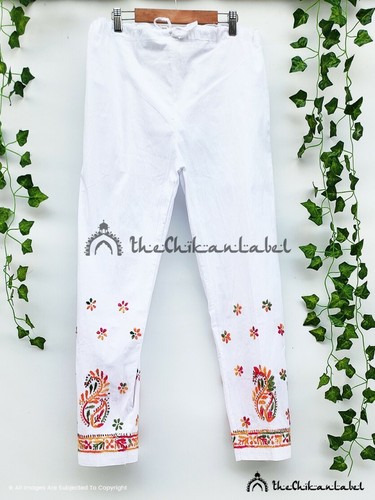 White Chikankari Lycra Cigarette 