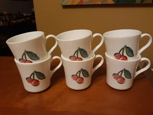 NEW Corning Corelle Ware Fruit Basket Coffee/Tea Cup/Mug  Apple Cherry Set Of 6 