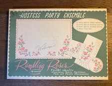 Mid Century Hostess Set Roses Paper Napkins, Place Mats, Coasters, Serve 12