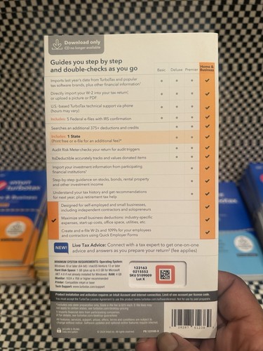 TurboTax Home & Bus 2024 Tax Software Fed & State Tax Win & Mac NEW SEALED - Afbeelding 3 van 4