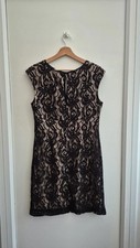 Wallis Dress 16 Black Lace Sheath Sleeveless