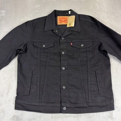 Levi s Trucker Jacket Men's Size Large Black Denim Button-Up Standard