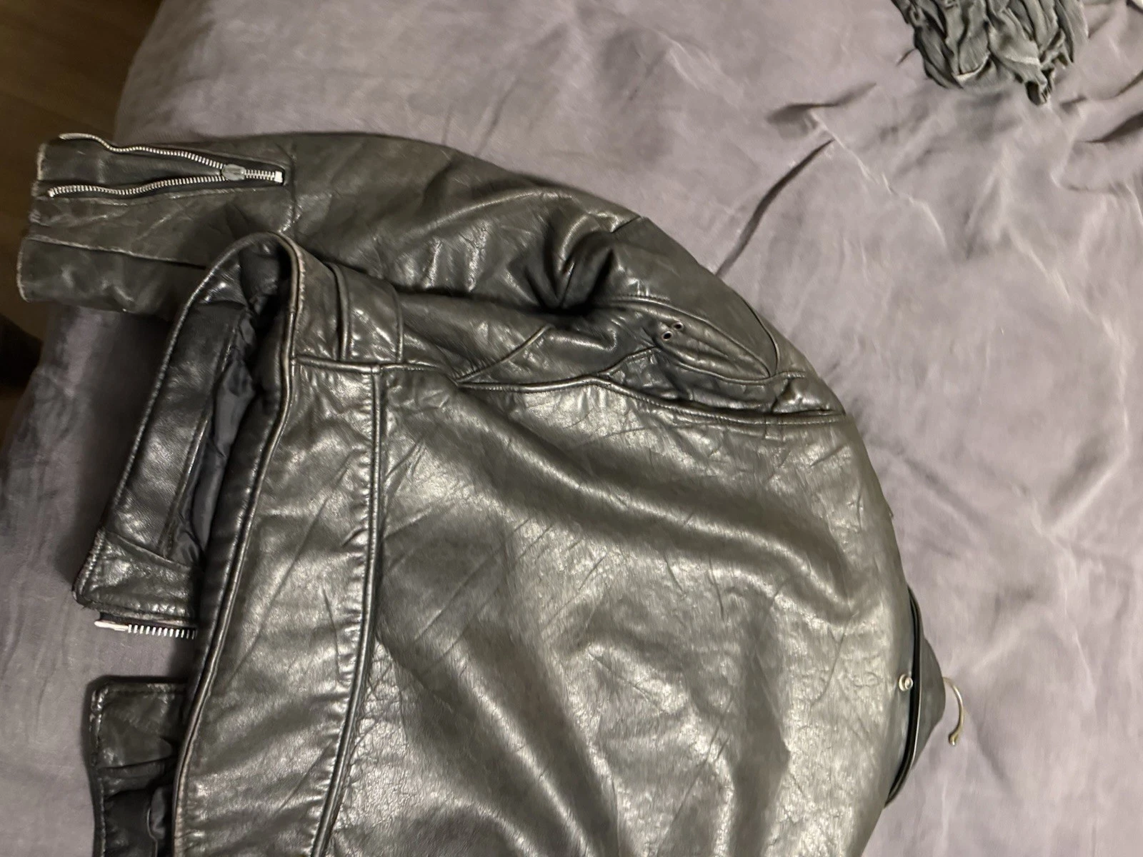 Schott NYC Perfecto Black Leather Biker Jacket Belted Zip Men's Size 46 118 - product detail image 5