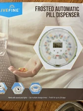 LiveFine 28-Day Automatic Pill Dispenser with LCD Display & Key Lock, Clear Lid