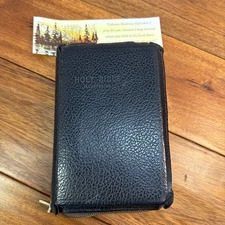 Vintage KJV Holy Bible Zippered 1950’s New & Old Testaments Self Pronouncing