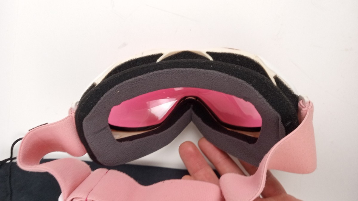 OUTDOORMASTER Ski Snow Goggles White Pink Lens With Pouch 