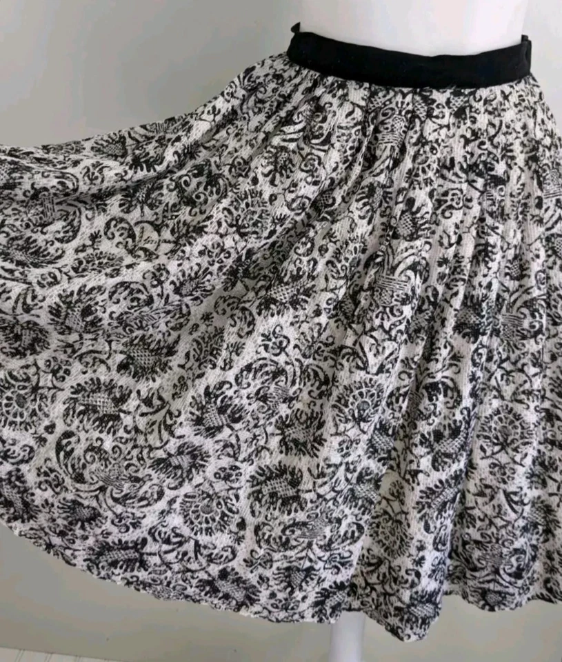 Falda de Encaje Vintage Años 50 Cóctel Noche Terciopelo Rockabilly Retro 22" Cintura XS Foto 2 de 4