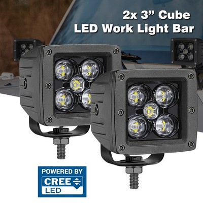 2Pcs 3'' 100W Cree LED Cube Pods Spot Work Light Bar Off Road Driving Fog 4WD ATV