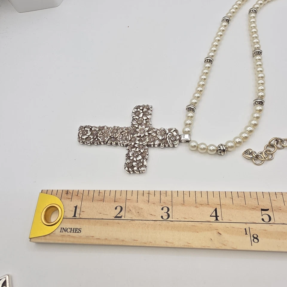 Brighton "Lola Cruz Floral" Collar Perla Cuentas Largo Llamativo Colgante 30"+ Foto 4 de 4