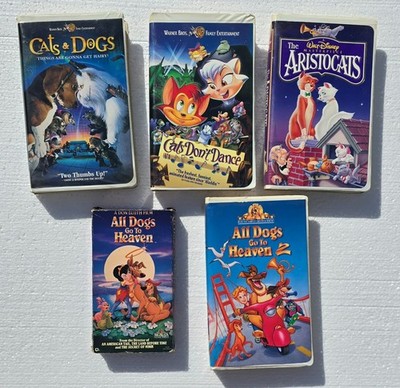 Cats & Dogs All dogs Go To Heaven 1 & 2 Cats Don't Dance Aristocats VHS Video