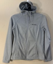 Columbia Fleece Jacket Women Small S Full Zip Hooded Sweater Gray