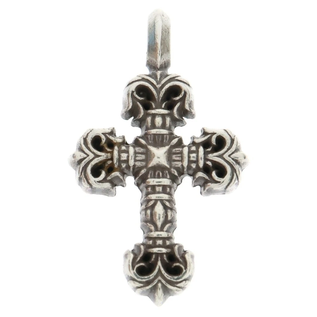 CHROME HEARTS Ciondolo cuori cromati filigrana piccola croce pendente superiore argento BCA225 usatof59d