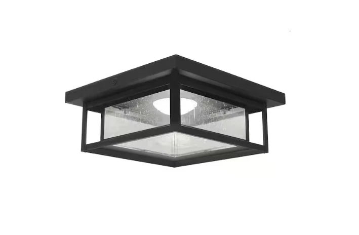 Home Decorators Mauvo Canyon 12 in. Black Dusk to Dawn LED Outdoor Ceiling Light - Image 2 of 4