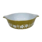 Vintage Pyrex Casserole Spring Blossom Crazy Daisy 471-B 500 mL Green No Lid