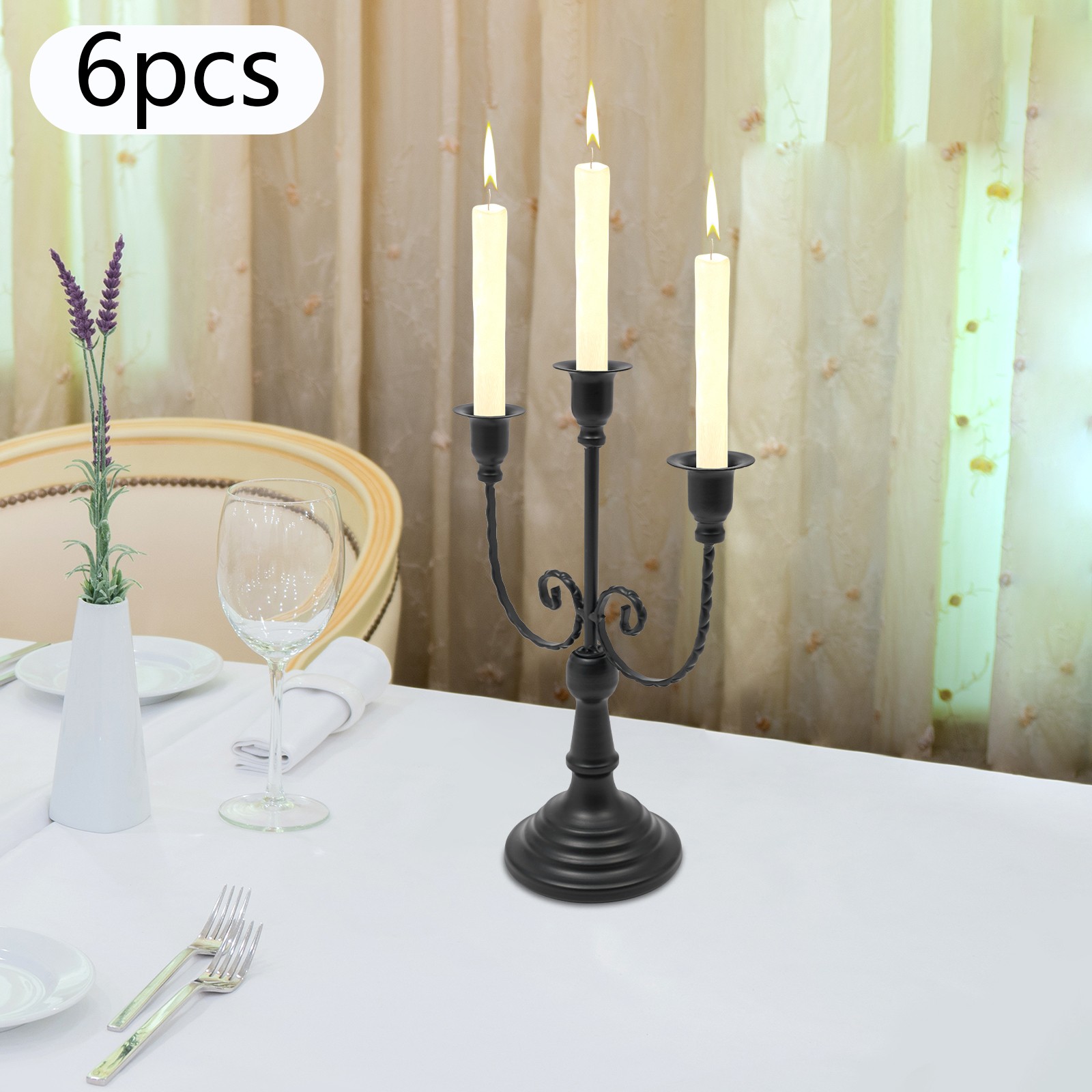 6 Pcs Retro Candle Holder, Tabletop Candle Holder, Iron Candle Holder 20*30cm