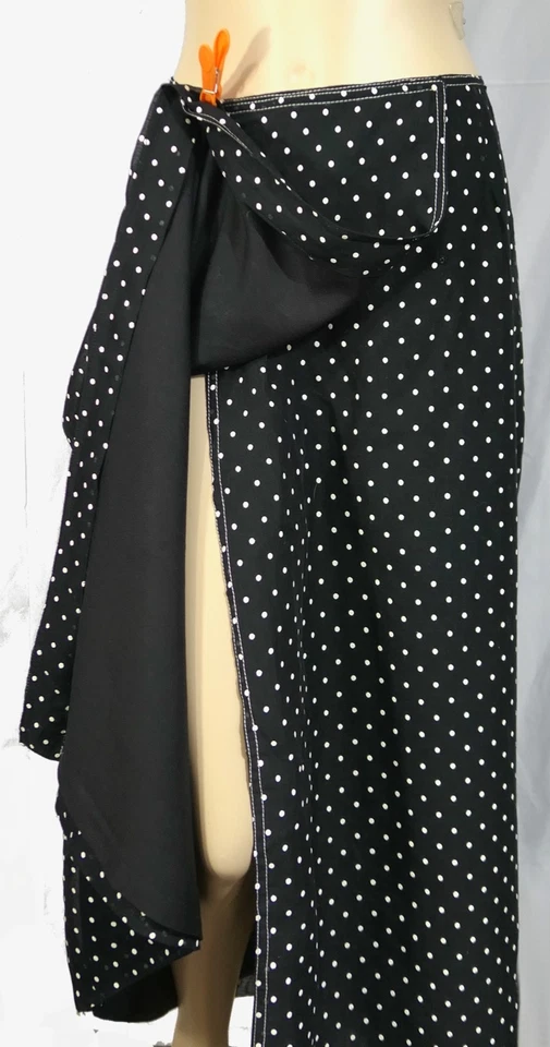 Mod Vintage Años 70 Lelie Fay Personal Maxi Envolvente Falda Lunares Suiza M Foto 2 de 4