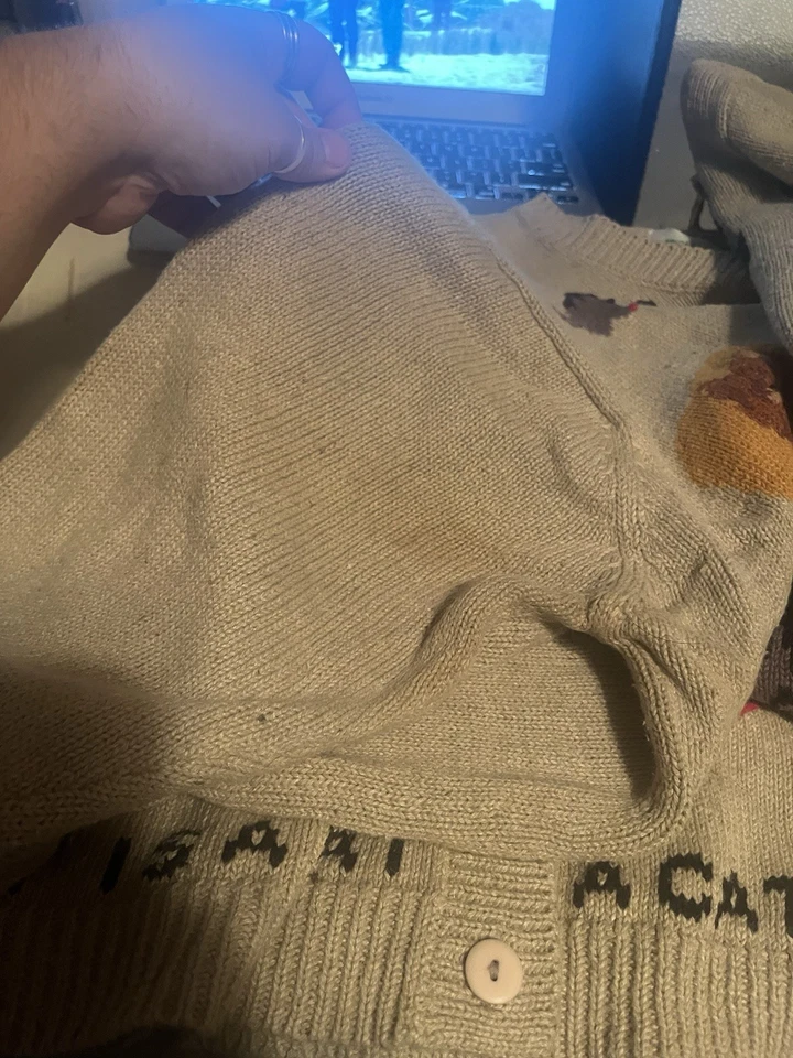 Vintage Quacker Factory A Cat Is A Cat Tan Button Knit Cardigan Size Large - Image 4 of 4