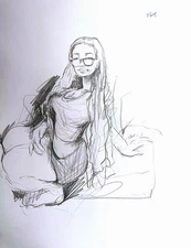 Post-Realist Boudoir Figure Pencil Drawing Paper 14x17 Original Signed BVC 2025